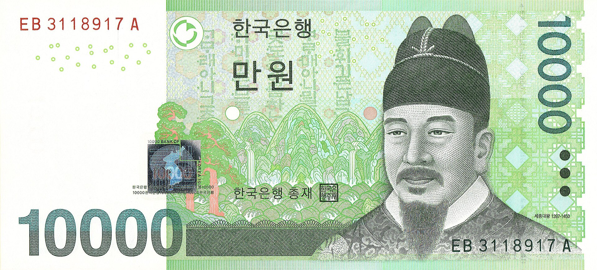 여행 경비 만원권 지폐